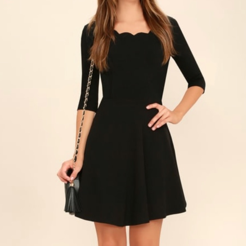 Black Scalloped Neck Lulus Dress